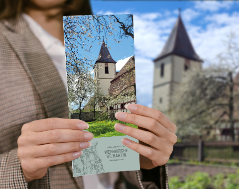 Zum Mitnehmen: Informationsflyer zu den Kirchen © Fotomontage LAG Region an der Romantischen Straße e. V.